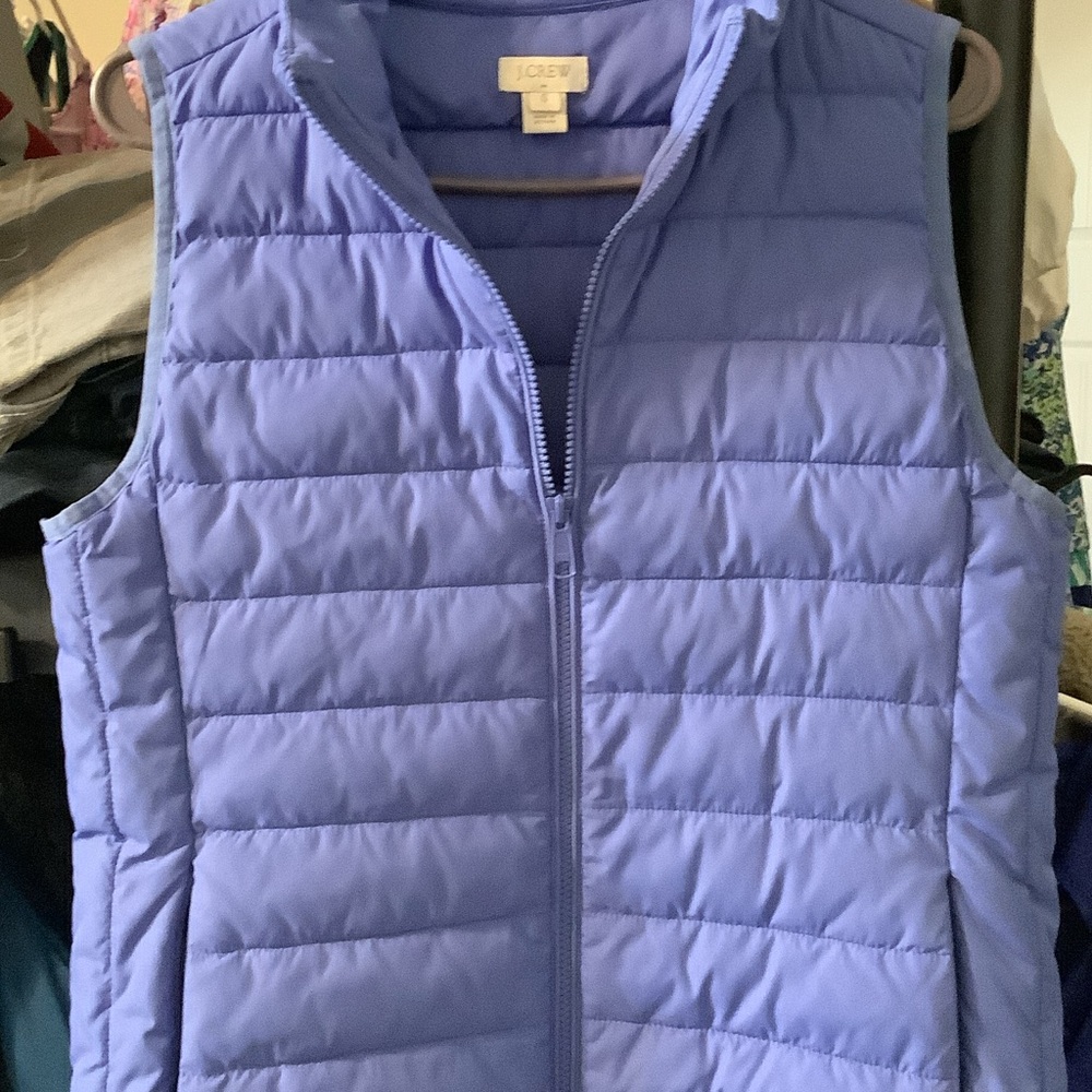 J. Crew light blue Quilted Vest,‎ small, full zip